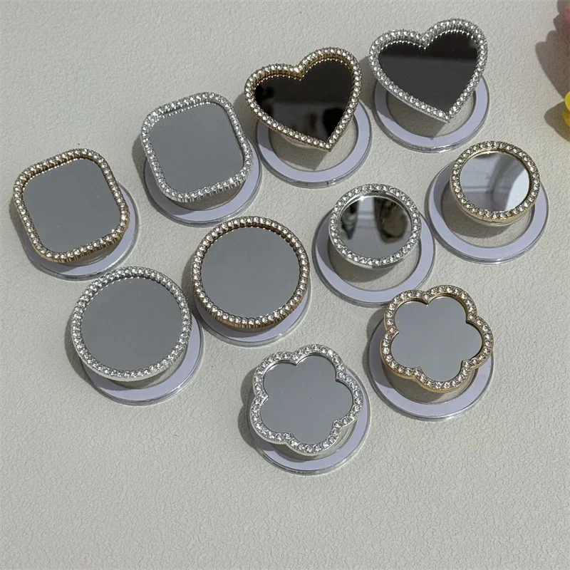 Luxury Shiny Diamond Silver Gold Mirror Square Heart Flower Circular Ring Holder for Magsafe Magnetic Support Phone Grip Bracket