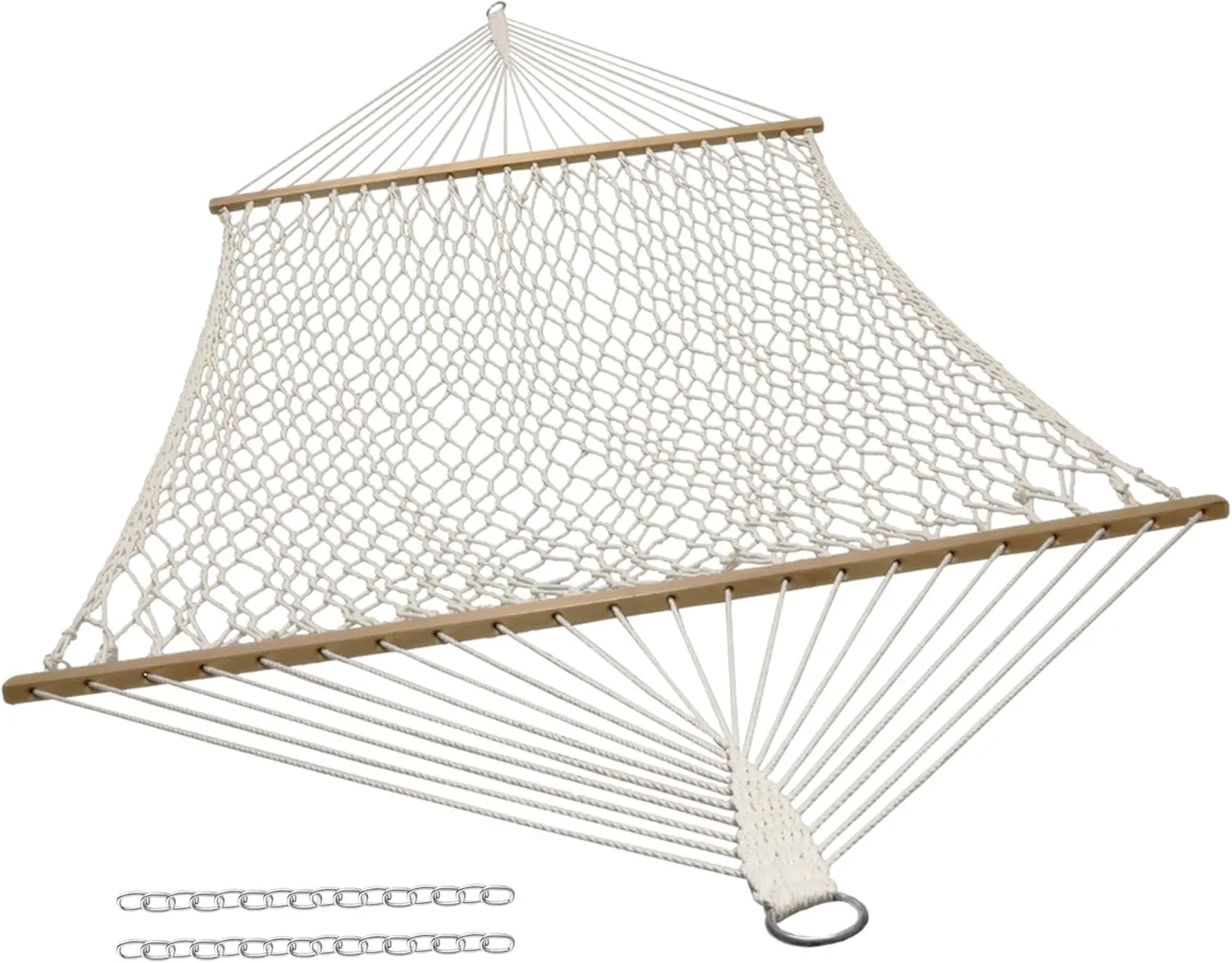 

Cotton Rope Hammock for Outdoor & Indoor Use - 450 lb Capacity with Spreader Bars - Natural Color