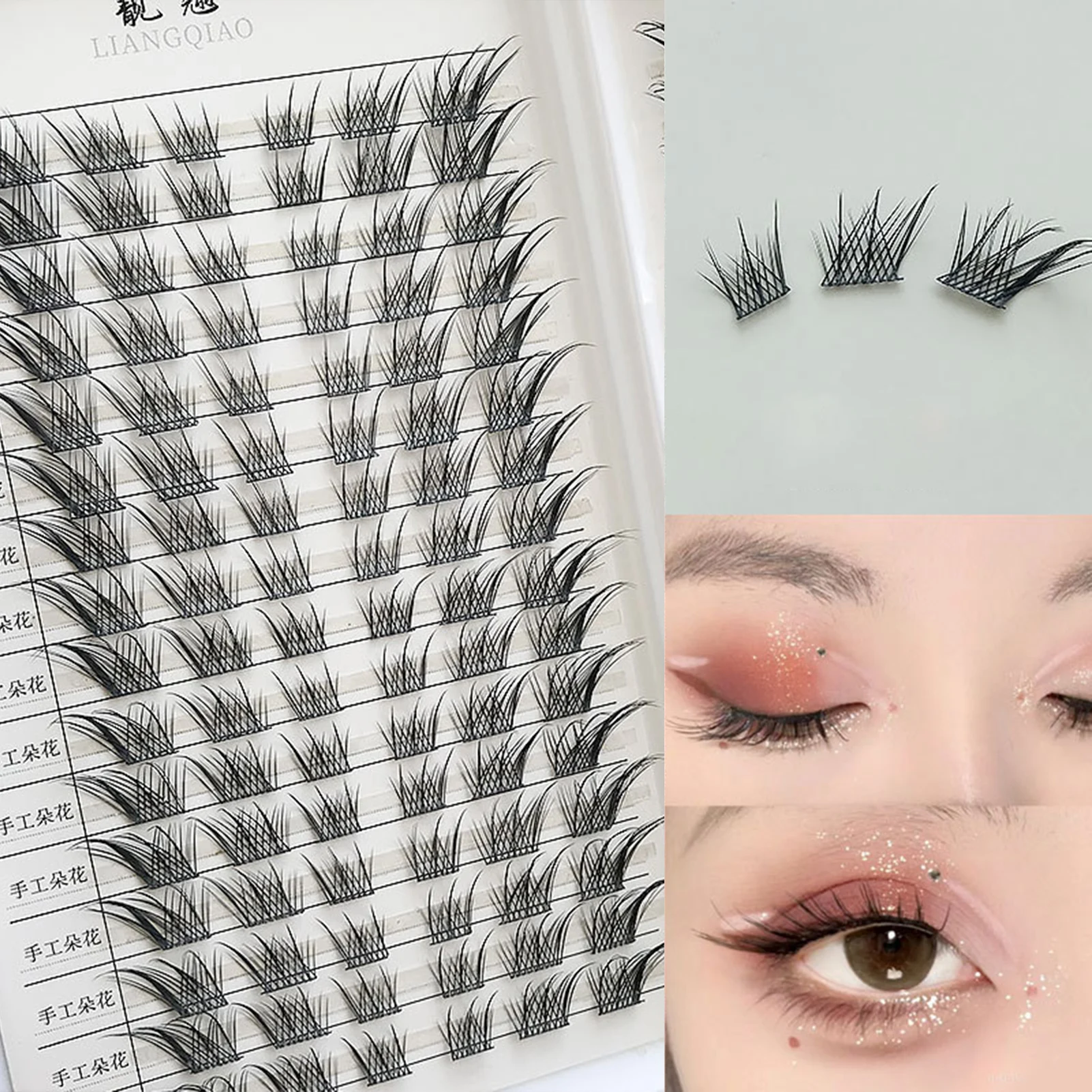 32 Rows Fox-style Eyelashes Seamlessly Fluffy Cluster Eyelash 10-14mm Volume False Eyelashes For Natural Look Cosplay Beginners