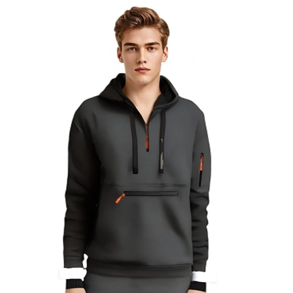 New men's hoodie cross-border hot item from Europe and America hooded zipper casual fleece long sleeved hoodie