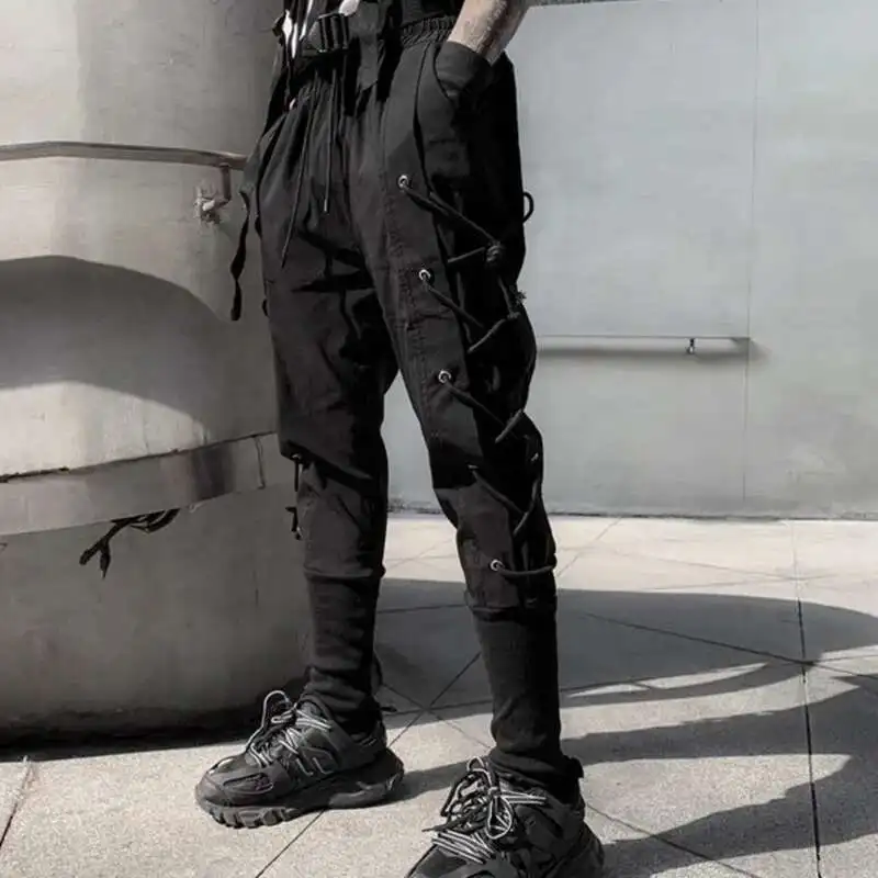 Hksh Frühling Sommer neue Männer Flut Punk dunkle Freizeit hose Seite Kordel zug Hip Hop Tech wear Gothic Retro Fit schicke Hose hk2179
