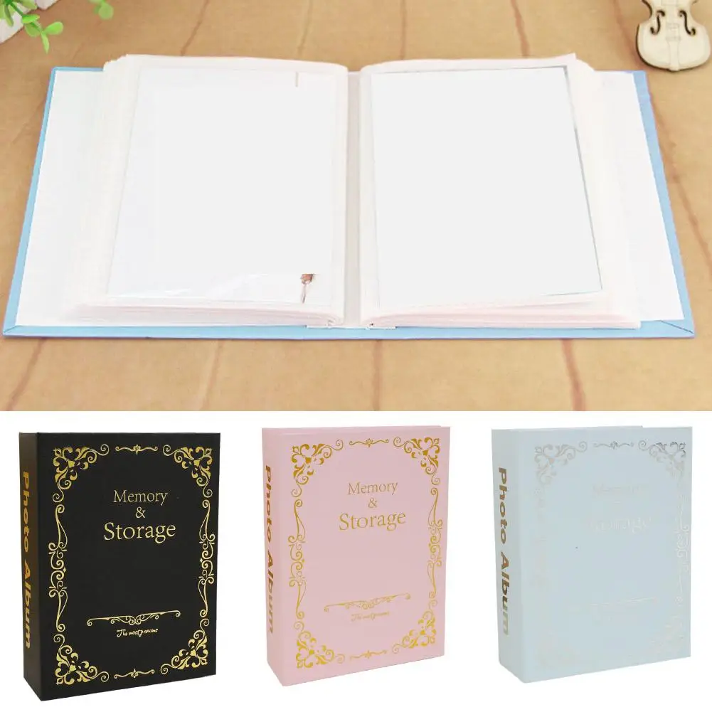 6inch 100 Pockets Photo Album Bronzing Design Anti-aging Book Vintage Album Memory Family Type Diy Picture Storing Inserted N9w2