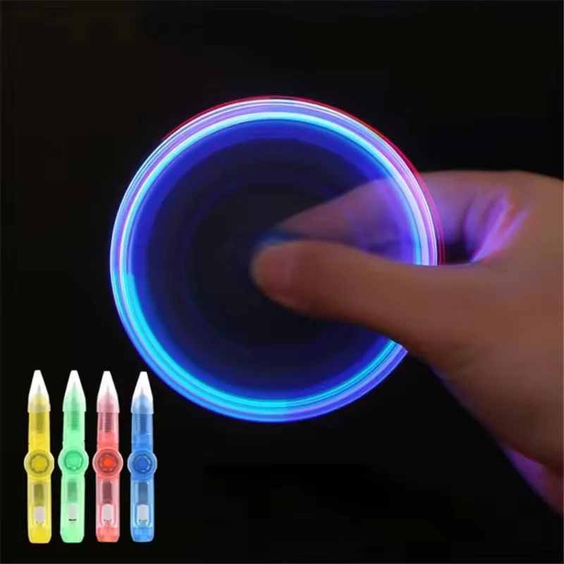 4 Stuks Vingertop Gyro Pen Set Decompressie Roterende Led Licht Balpen Kinderen Geschenk Speelgoed Met Ingebouwde Licht