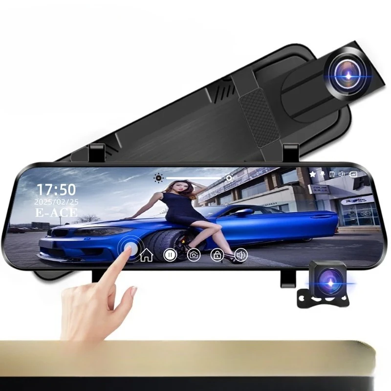 10 Inch Car DVR Car Touch Screen video Recorder Dual 1080P Rearview Mirror Front and Rear HD Night Vision Camera Mirror