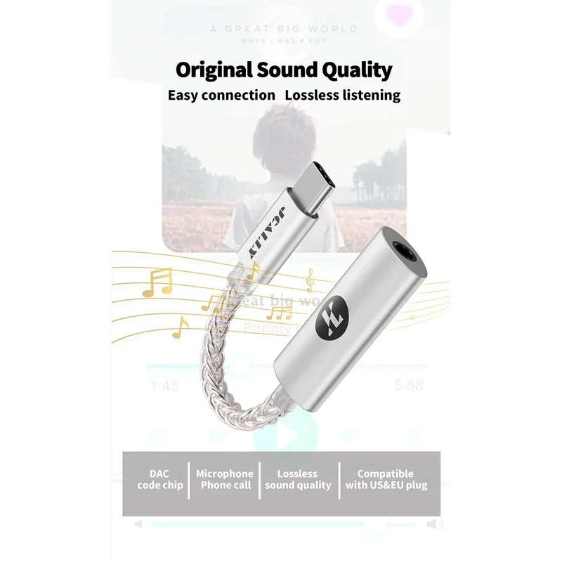 JCALLY JM7 JM7L USB tipo C Light-ning a Cable de Audio Digital de 3,5mm DAC CX31993 para adaptador Android amplificador de de decodificación 32 bits/384KHz