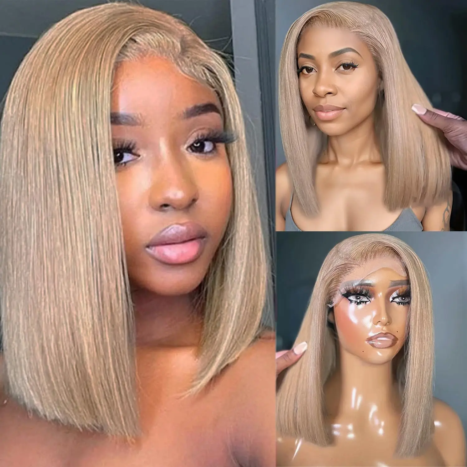 Pampering Ash Blonde Straight Human Hair Lace Front Wig 13x4 13x6 Transparent Lace Frontal Wigs For Women  Human Hair Remy Wigs