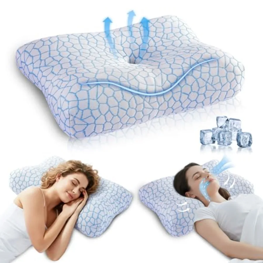 

Ортопедическая подушка из пены с эффектом памяти для сна на боку, для снятия боли в шее и плечах, с поддержкой шейного отдела позвоночника, размер Queen, охлаждающая контурная подушка с двойной высотой