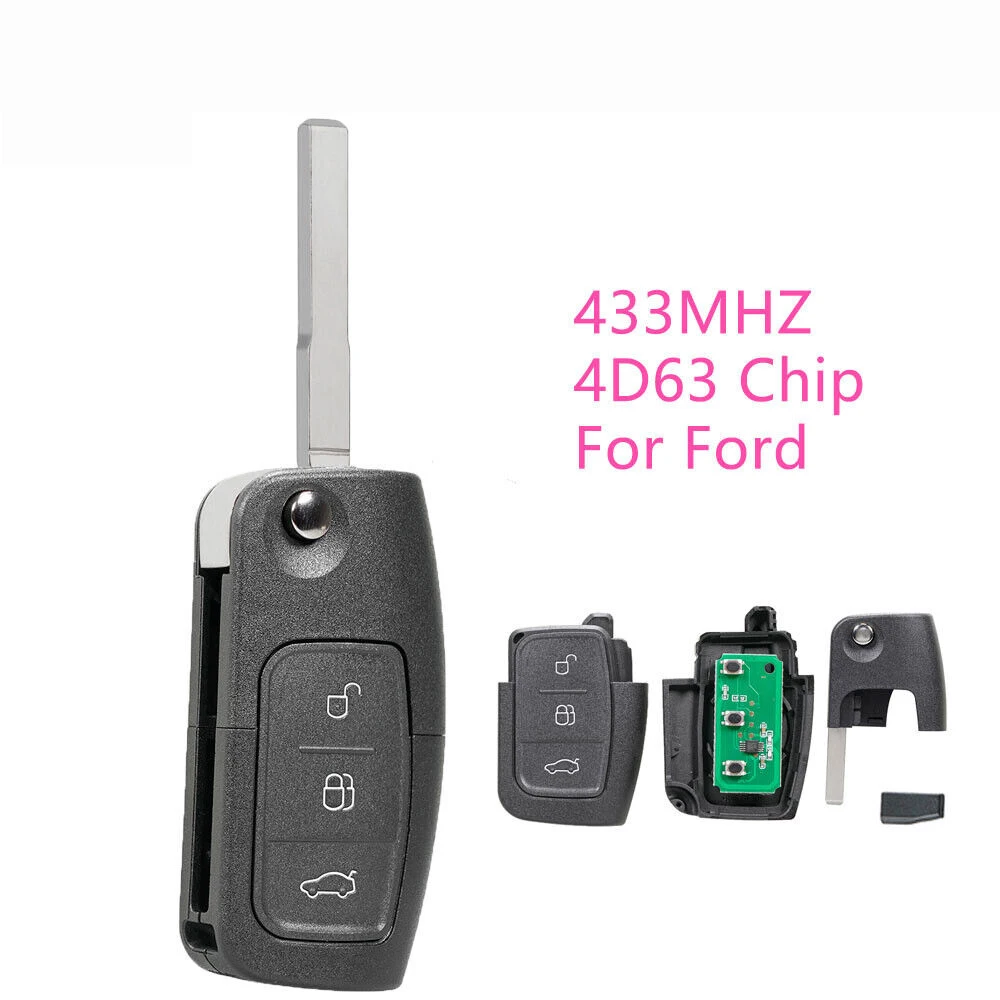 

1 PC 433MHz 3 Buttons Flip Remote Key Fob With 4D63 Chip For Ford Mondeo Focus C-Max S-Max Galaxy Fiesta