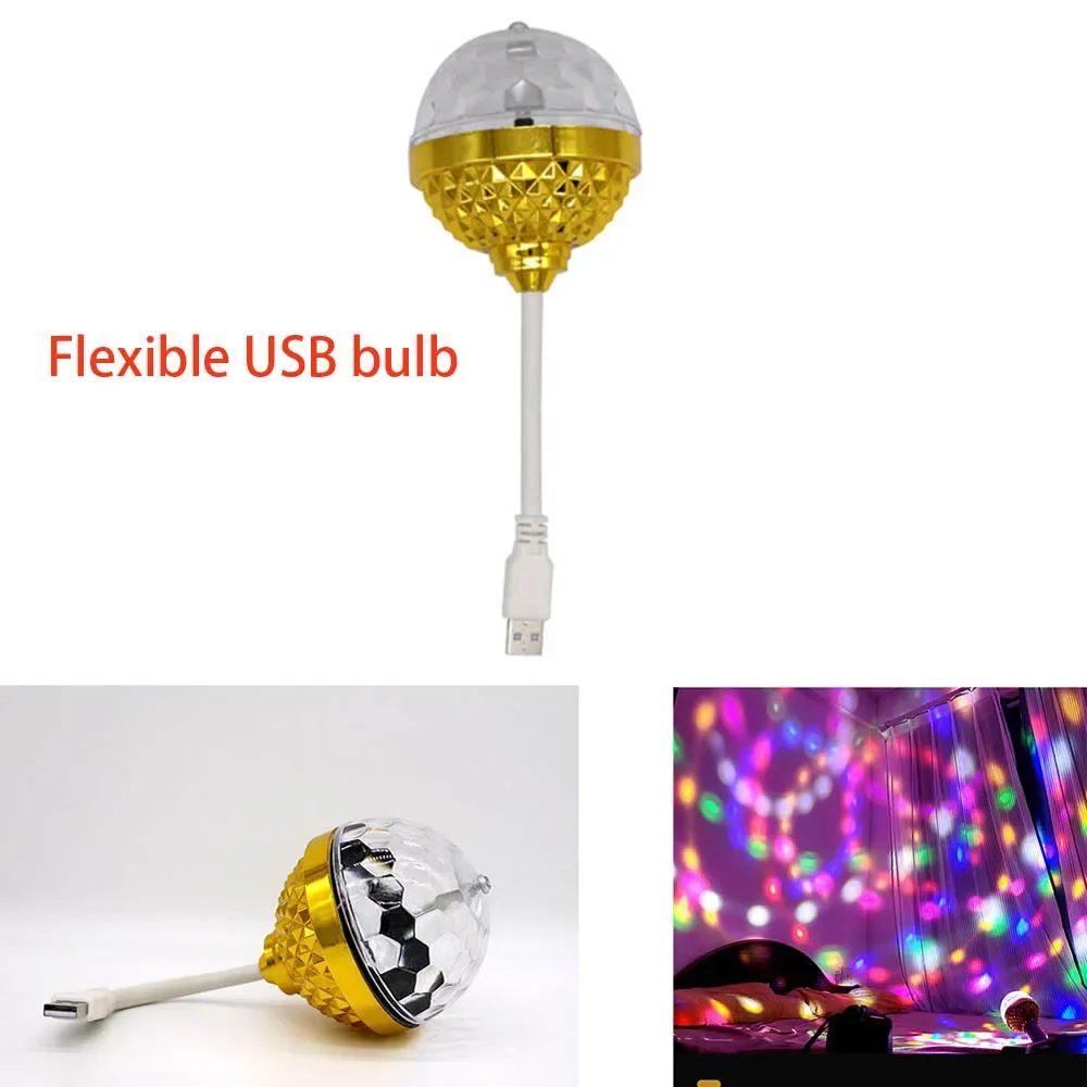 E27 Colorful Rotating Ball Light Disco Rotating Ball Bulb With Socket Ball RGB LED 6 Beads Stage Light For Family Room Party