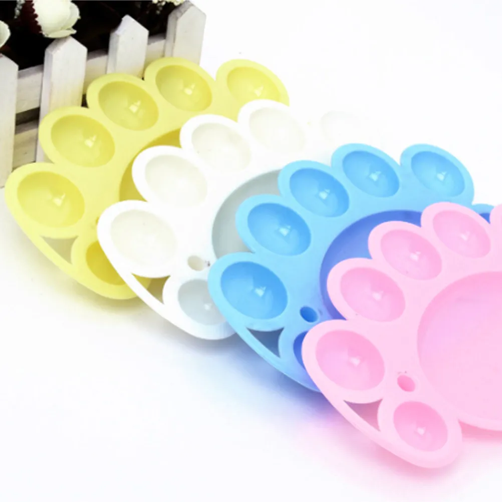 7-Compartment Plastic Paint Tray with Central Mixing Reservoir Lightweight Stackable for Art Parties Watercolor Acrylic