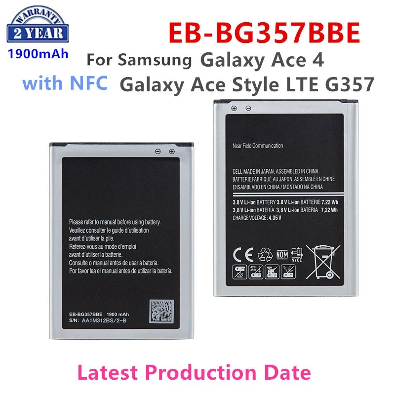 Brand New EB-BG357BBE Replacement 1900mAh Battery For Samsung Galaxy Ace 4 Galaxy Ace Style LTE SM-G357FZ G357 With NFC