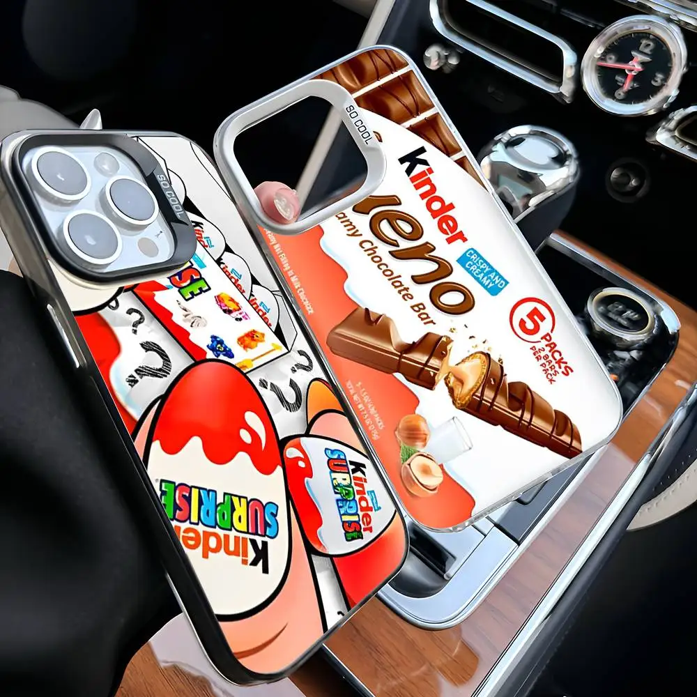 Funda para Teléfono Trolly Egg K-KINDER JOY Surprise para iPhone 17 16 15 14 13 12 11 Pro Max, Color Negro Mate