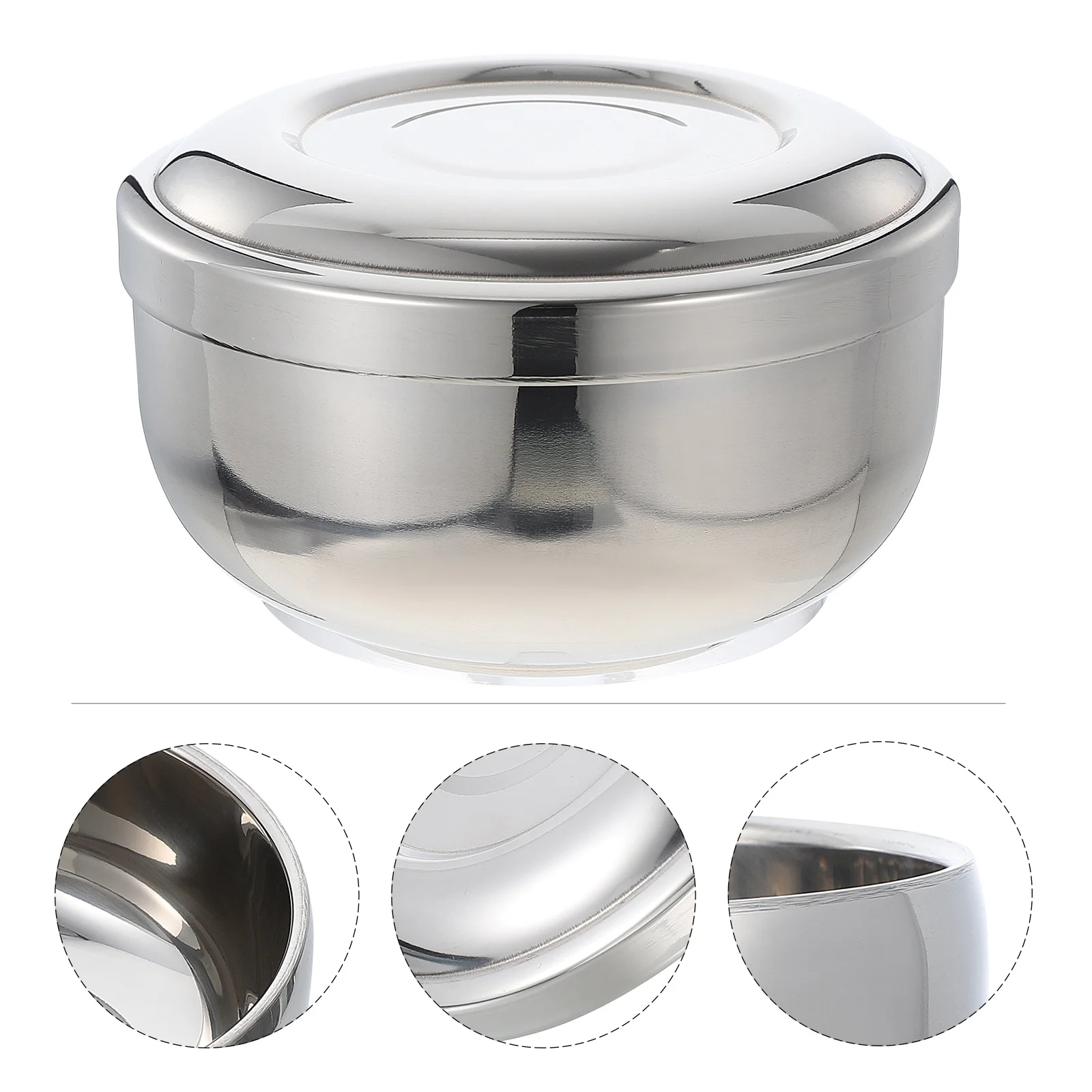 Tigela de sabão de barbear de aço inoxidável, recipiente de espuma com tampa de grande capacidade, acessório de barbear masculino, durável e prático, barbeiro, 1 peça