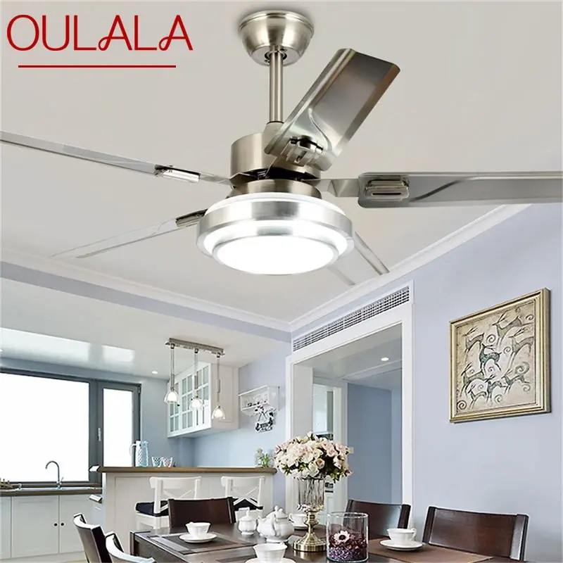 

OULALA Ceiling Fan Light LED Lamp Modern Simple For Home Dining Room Bedroom Restaurant 110V 220V