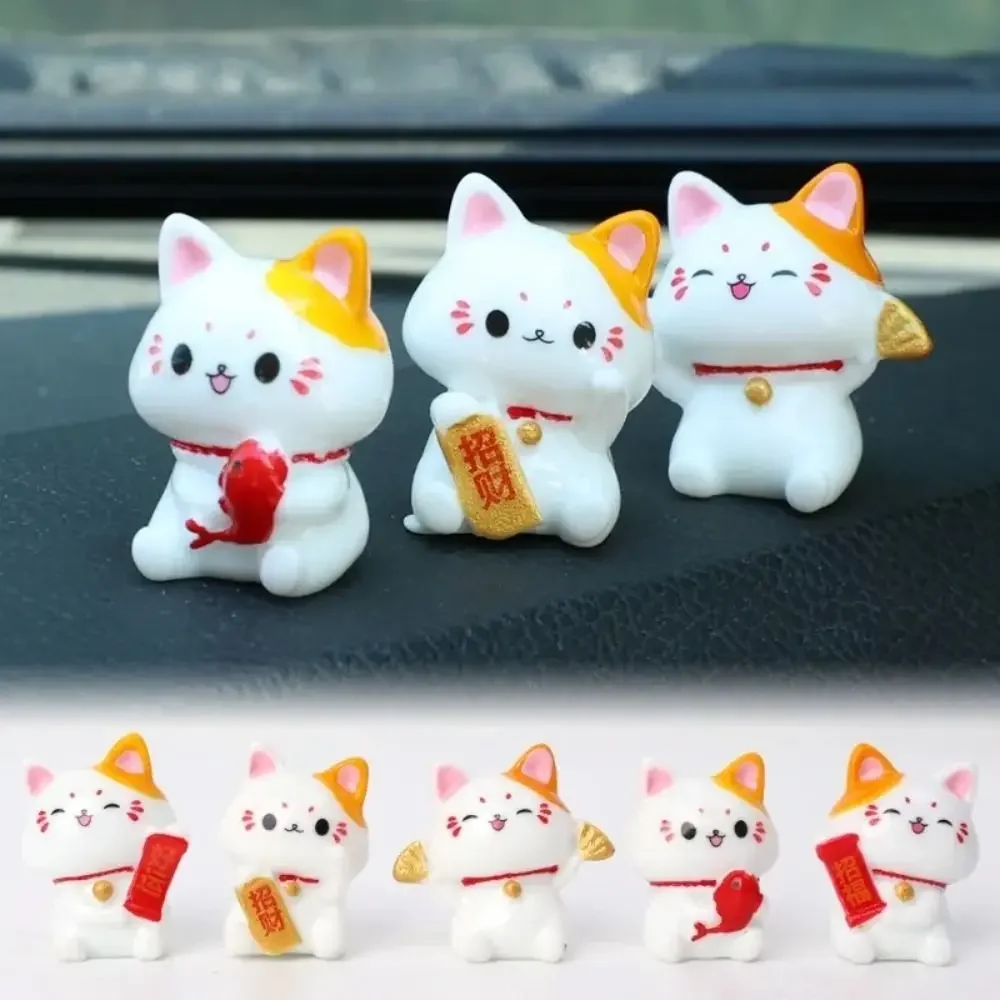 6PCS/Set Cute Mini Fortune Cat Figurines Lovely Lucky Simple Realistic Cat Miniatures DIY Micro Landscape Creative Ornament 2024