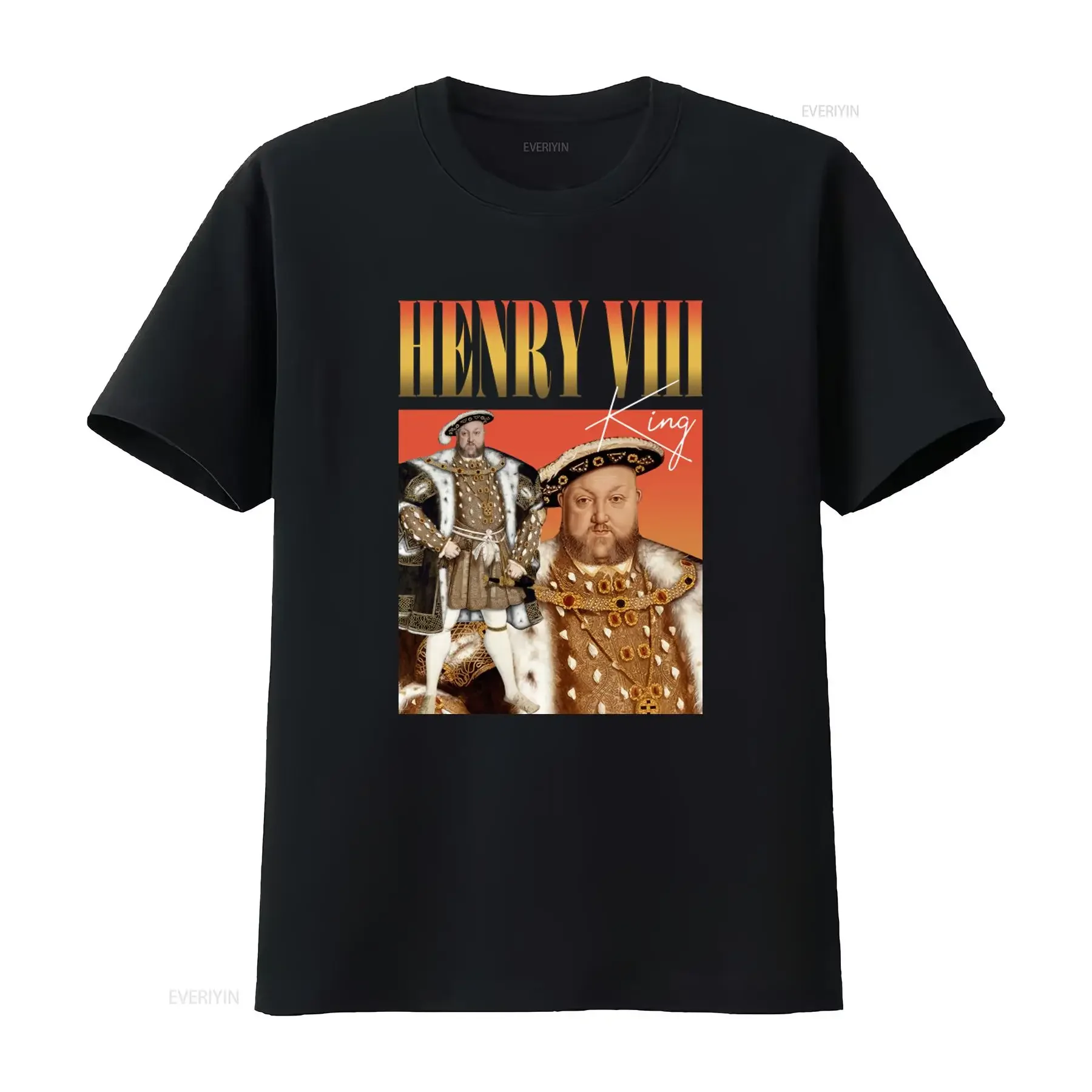 Henry Viii King Rap T Shirt Hip Hop Inspired Funny History School British Tudors Print vintage Washed streetwear Casual Unisex