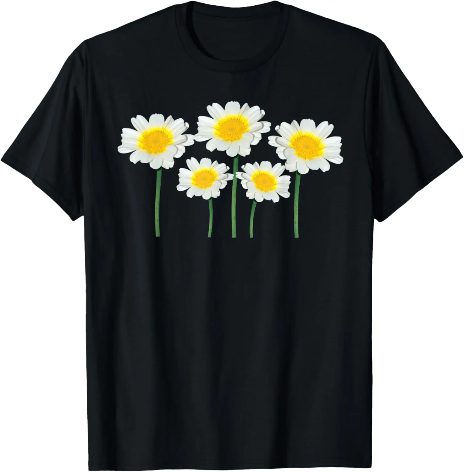 

Классическая бело-желтая футболка с рисунком Cute Daisy Flowers Wildflower