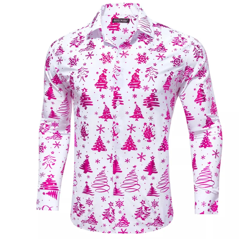 Christmas Shirt Long Sleeved high-end men's Shirt Fashionable Daily Street Christmas Tree Full Print 3D Printing Cool Hot Selli