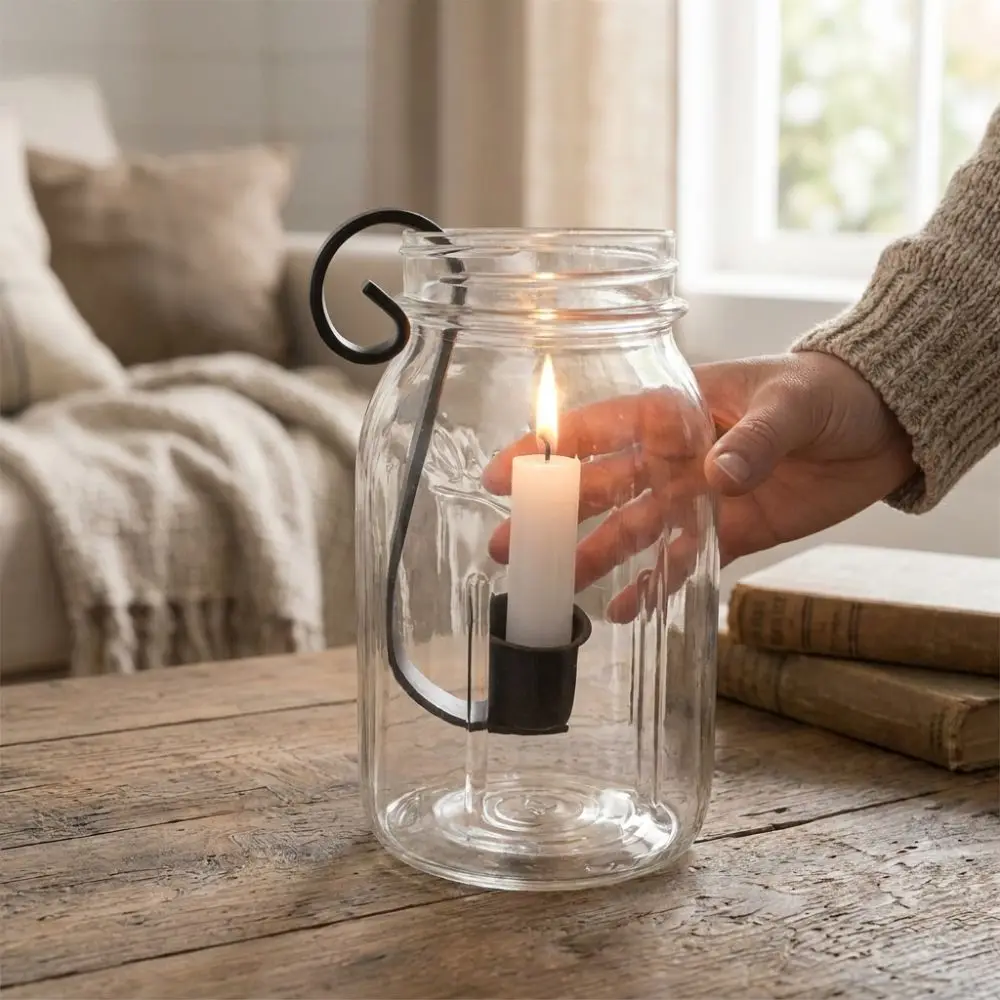 Rustic Farmhouse Metal Candle Holder for Mason Jars Wall-mounted Vintage Style Jar Candle Insert Iron Art