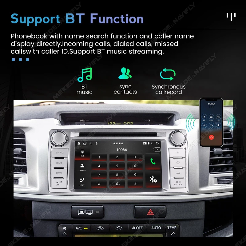 MEKEDE أندرويد السيارات سيارة اللعب راديو السيارة لتويوتا هايلكس 2012 2013 2014 2015 FM BT مشغل وسائط متعددة لتحديد المواقع واي فاي أندرويد 13 لا DVD