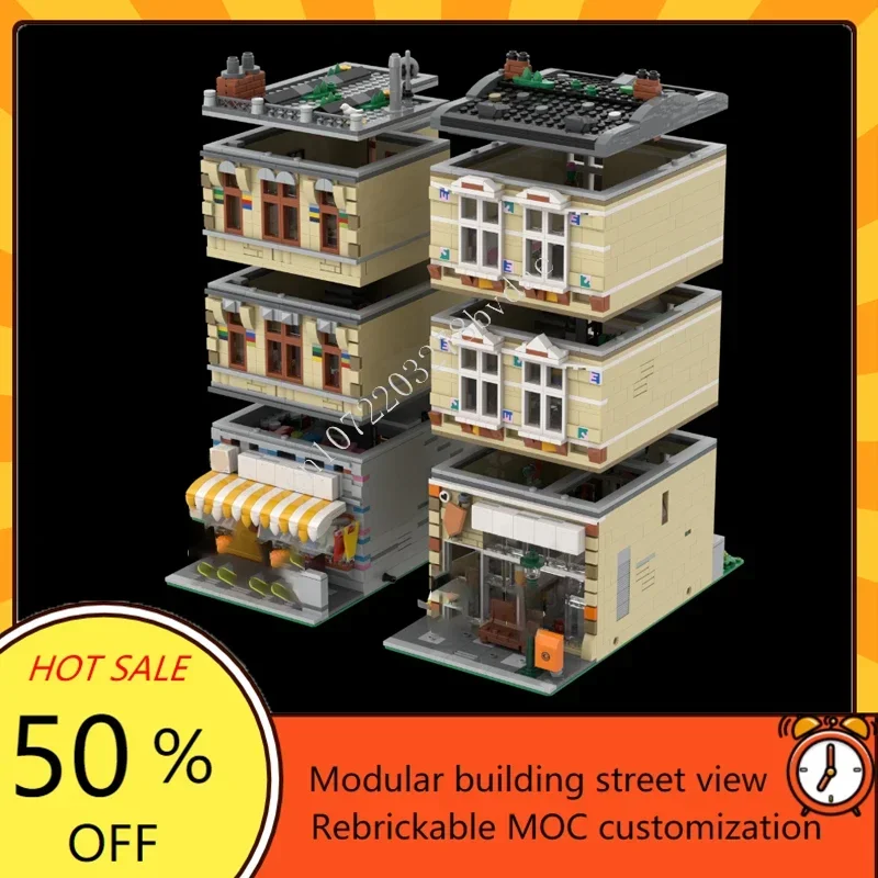 3783PCS Döner Kebab Hot City MOC Puzzle Creativo StreetView Architettura Modello FAI DA TE Compleanno Assemblaggio Giocattolo Regalo Di Natale