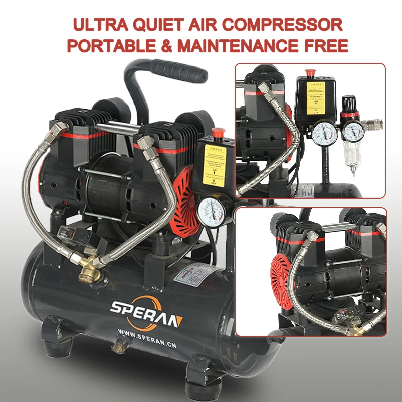 SPERAN Air Compresor High Pressure Small Piston Air-Compressors Silent Oil-Free Air Compressor for Auto Repair