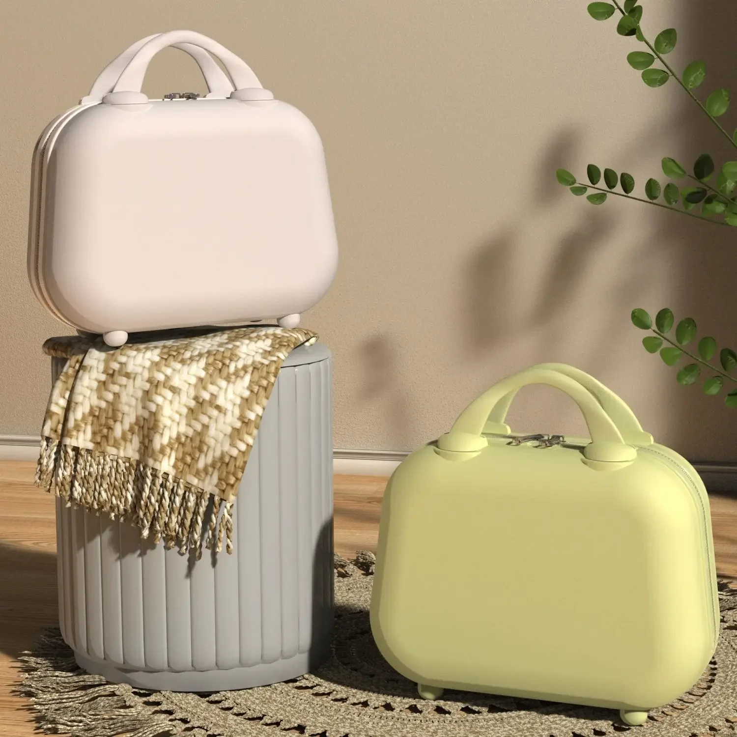 Pure Color Travel Student Suitcase Luggage Storage Small Handheld 14 Inch 16 Inch Mini Makeup Case