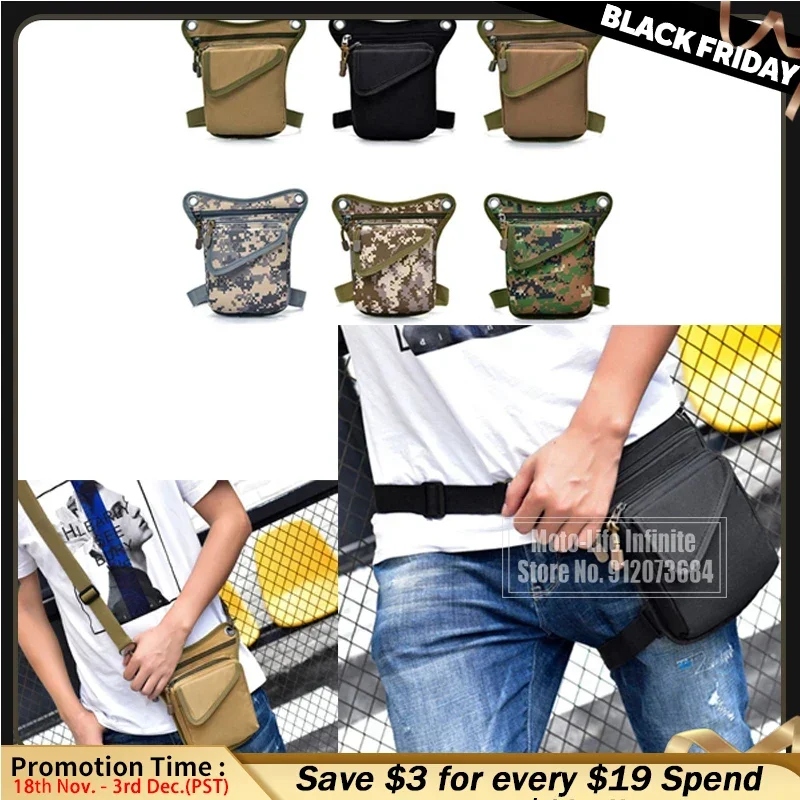 Men And Women Nylon Motorcycle Hip Belt Waist Fanny Pack Riding Travel Shoulder Messenger Crossbody Moto Bags Thigh Drop Leg Bag