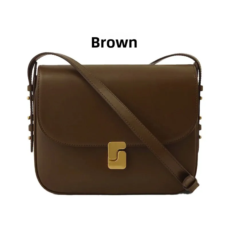 Tofu-Tasche Französische Nischenfrauentasche Kopfschicht Cuir de Vache Petit Sac Carré Premium Sensation une épaule Sac à Bandoulière schräg – Detail 10