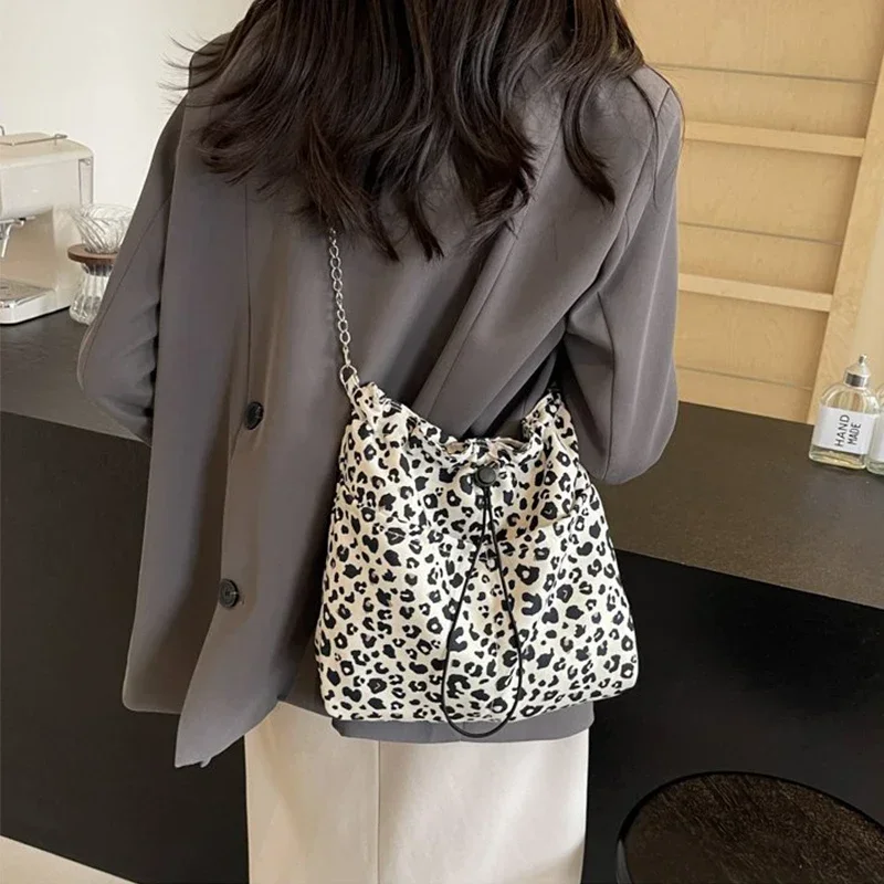 Leopard Tote Bag Fashion Casual Square Crossbody Bags for Women Trend 2024 High Quality Korean Designer Shoulder Ladies Handbags