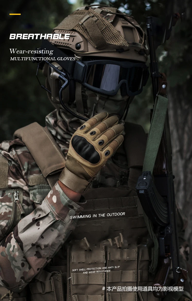 Taktische Handschuhe für Herren, Touchscreen, Kohlefaser, Hartschalenhandschuhe, Damen, schnittfest, militärisch, rutschfest, taktische Outdoor-Handschuhe – Detail 1