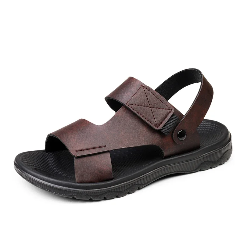 Sandal kulit pria, musim panas, santai, pantai, liburan, luar ruangan, Retro nyaman kasual