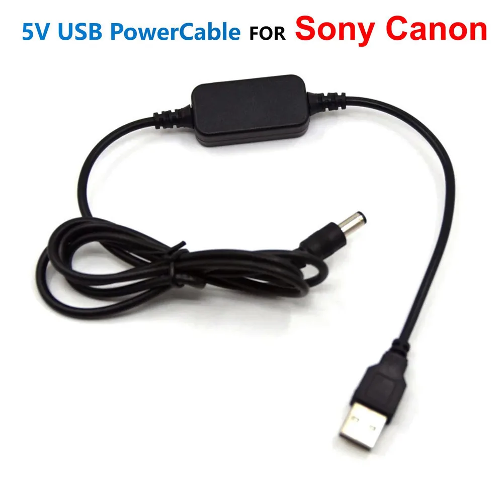 

5V USB Power Cable Fits AC PW20 NP FW50 DR-E18 Fake Battery For Canon Kiss x8i 8000D Rebel SL2 sony Alpha A6000 A6300 a7 I