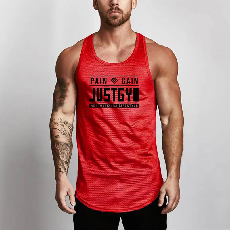 Men Cool Mesh Fitness Vests Breathable Lightweight Gym Shirts Bodybuilding Workout weightlifting Tanks Pumping Iron Summer Black