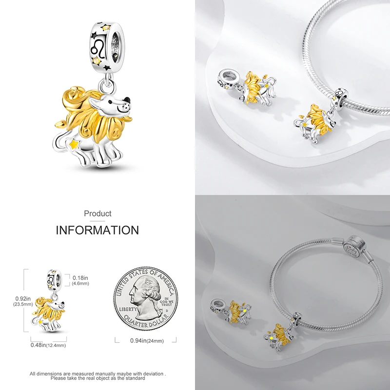 2023 New in Yellow Series Animal Shape Charm Beads Fits Pandach 925 Original Bracelet Women Silver Pendant Bead DIY Jewelry Gift