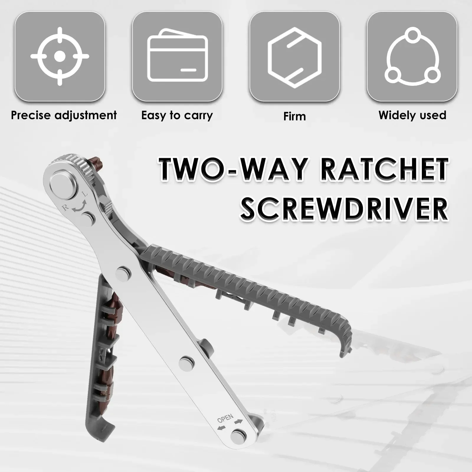 Bidirectional Ratchet Screwdriver with 4 Drill Bit Multifunctional Mini Ratchet Wrench Portable Ratchet Screwdriver Hand Tool