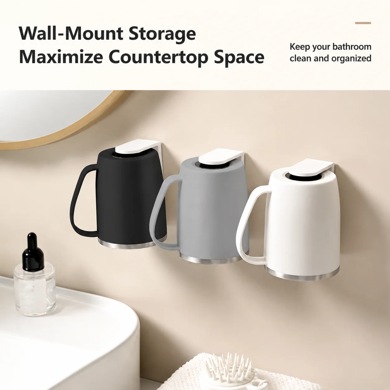 Magnetic Wall-mounted Toothbrush Holder 304 Stainless Steel Cup_voghion.com