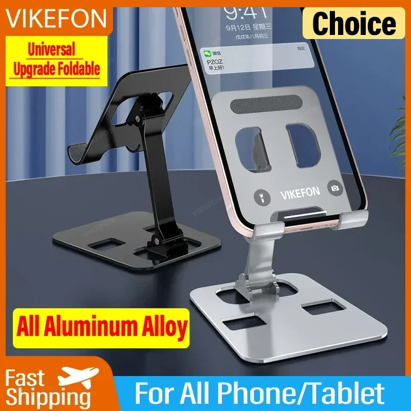 VIKEFON Aluminum Alloy Foldable Mobile Phone Holder Mount Stand For iPhone iPad Universal Tablet Desktop Metal Lazy Live Bracket