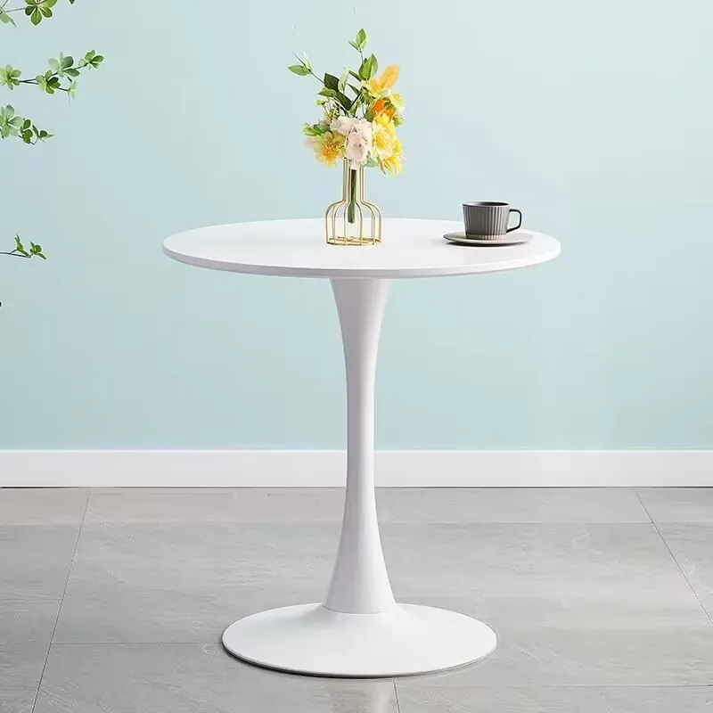 Fashioin Tulip Leisure Coffee Table White Black Round Dinning Desk For Home Office Room Ornament