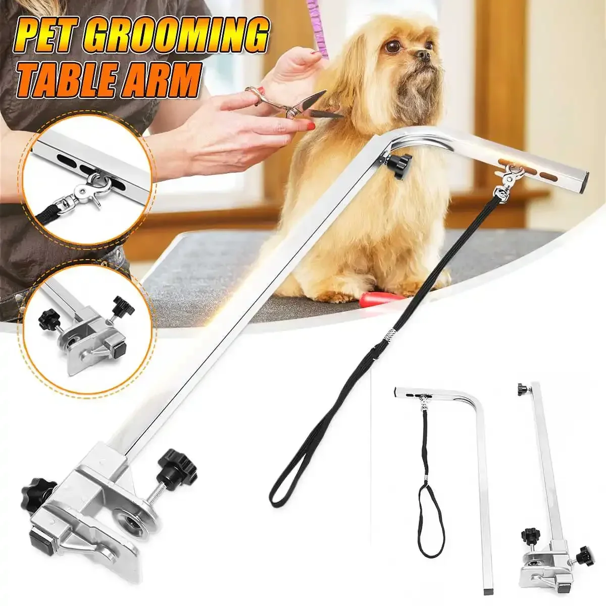 

Pets Suspension Grooming Bracket Foldable Stainless steel Adjustable Table Arm with Sling Support Dog Cat Holder for Bath Desk