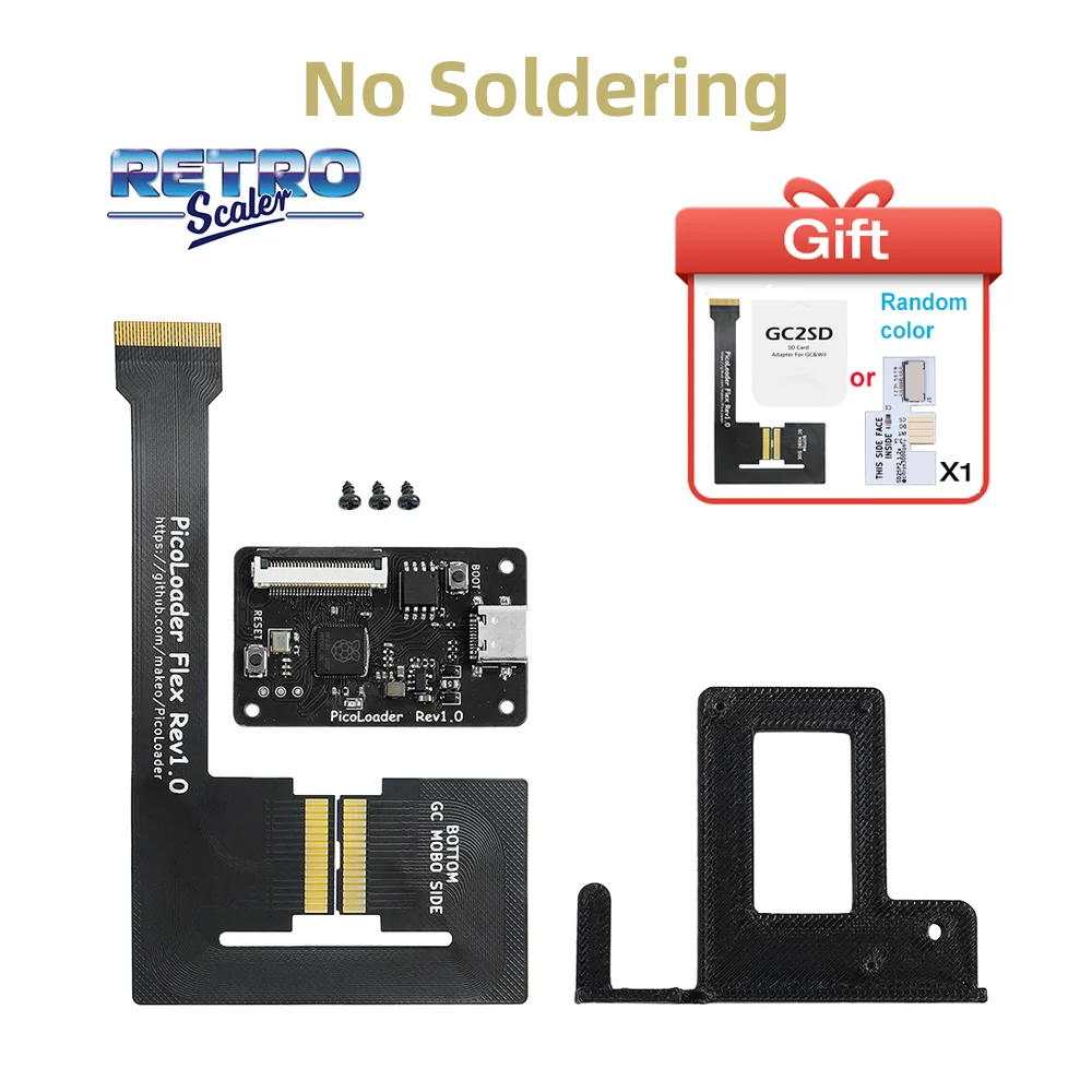 RetroScaler Black PicoLoader Flex Cable No Welding Required Compatible SD2SP2 GC2SD SDGecko for NGC GameCube Game Console
