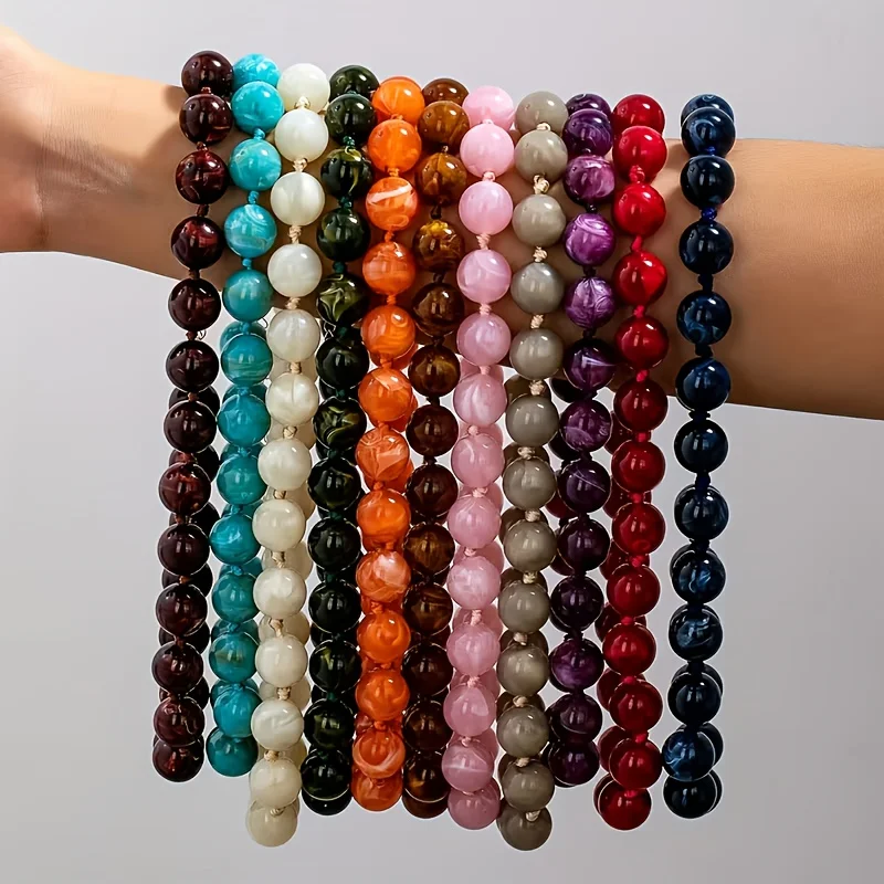 1PC Bohemian-style Elegant Geometric Round Beaded Necklace with Cloud Effect. Perfect for Festive Occasions or Everyday Wear.