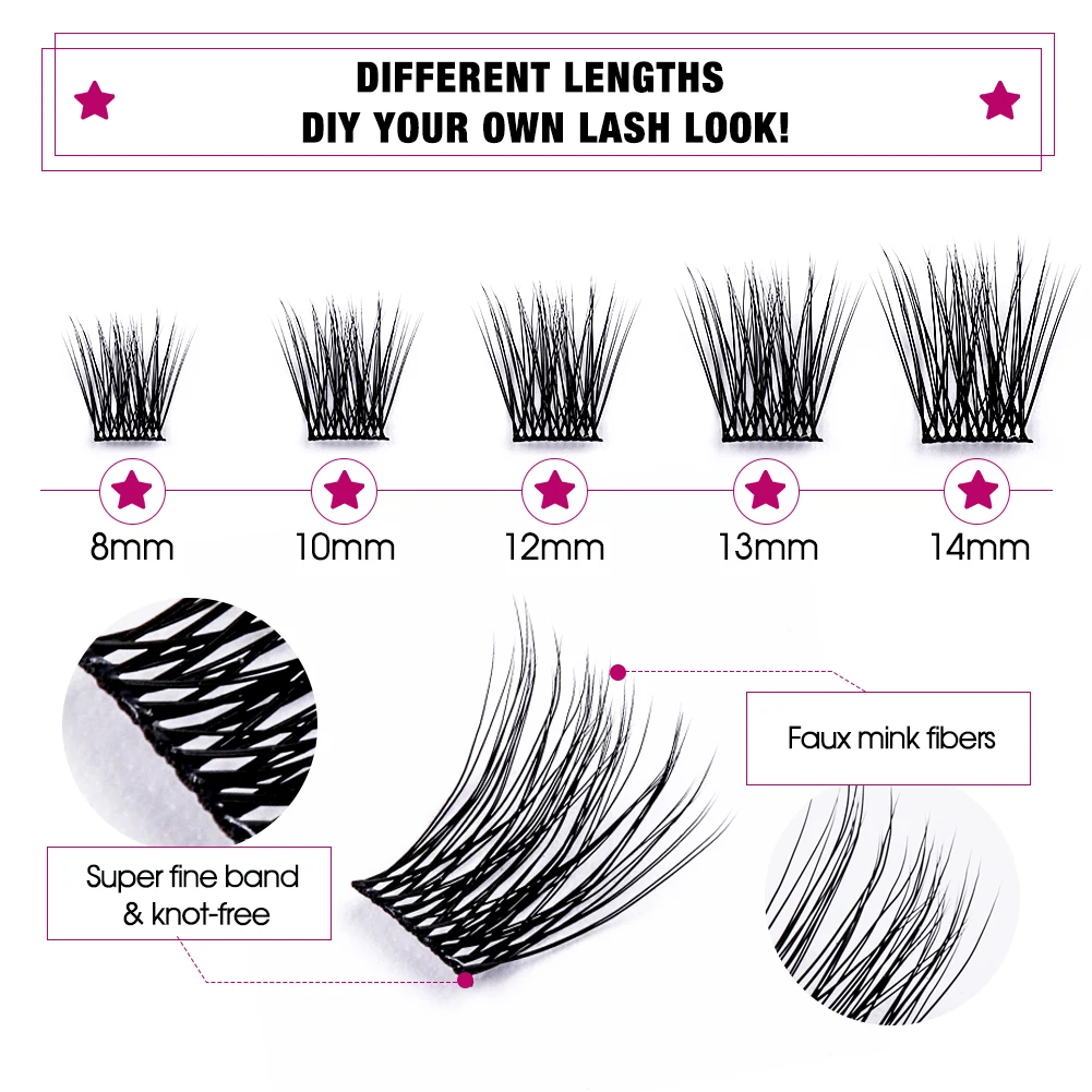 Fadvan DIY Clusters Eyelash Extension Dovetail Segmented Lashes 60 Volume Natural Cluster Segmented Eyelashes Bundle Lashes