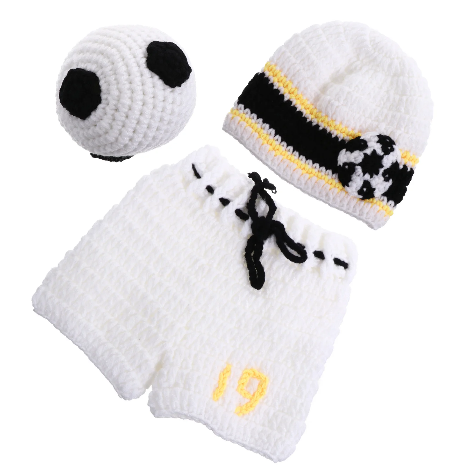 

Photography Outfit Set Knitted Football Theme Short Sleeve Hat Combo for Cute Infant Photo Sessions Apparel
