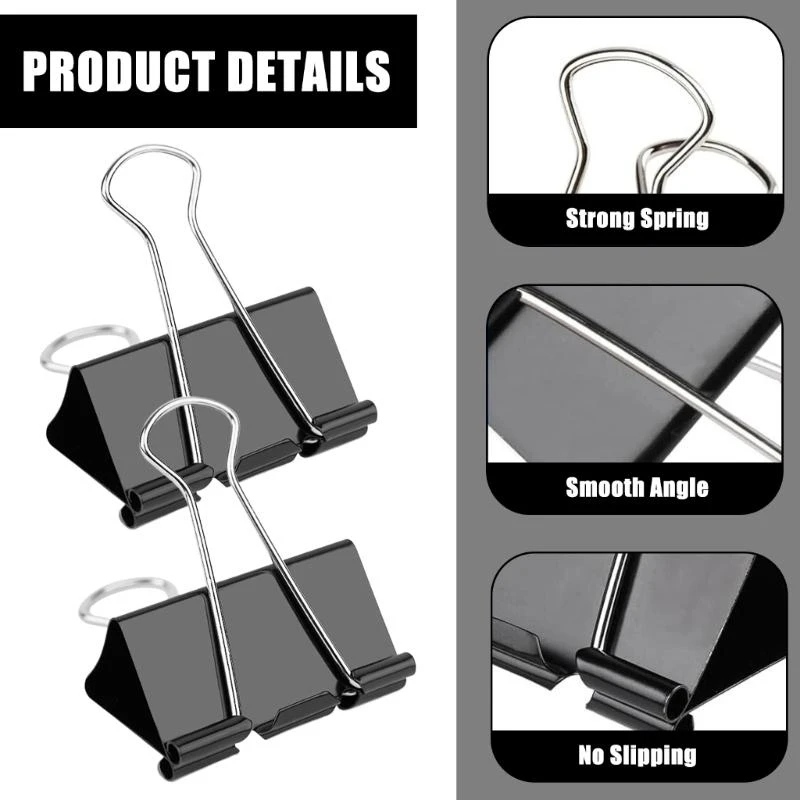 12x Clips Foldback Clips Papierklemmen Stationaire clips voor thuisschool