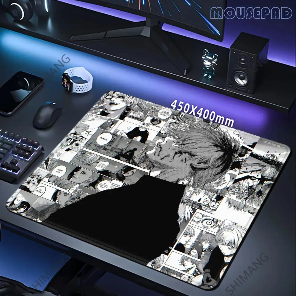 

45x40CM Speed Esports Waterproof Tokyo Ghoul Mouse Pad Anime Office Carpet Japanese Comics Rugs Keyboard Black & White Desk Mats