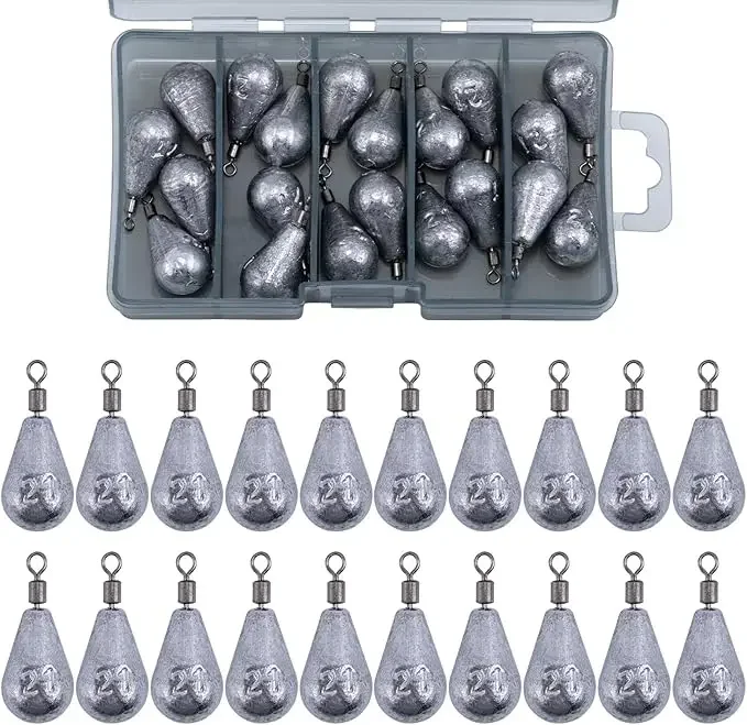 Goture 21g 30g 40g 50g 60g Lead Sinker Lead Teardrop Drop Shot Fishing Weights Set for Saltwater Freshwater Fishing Gear