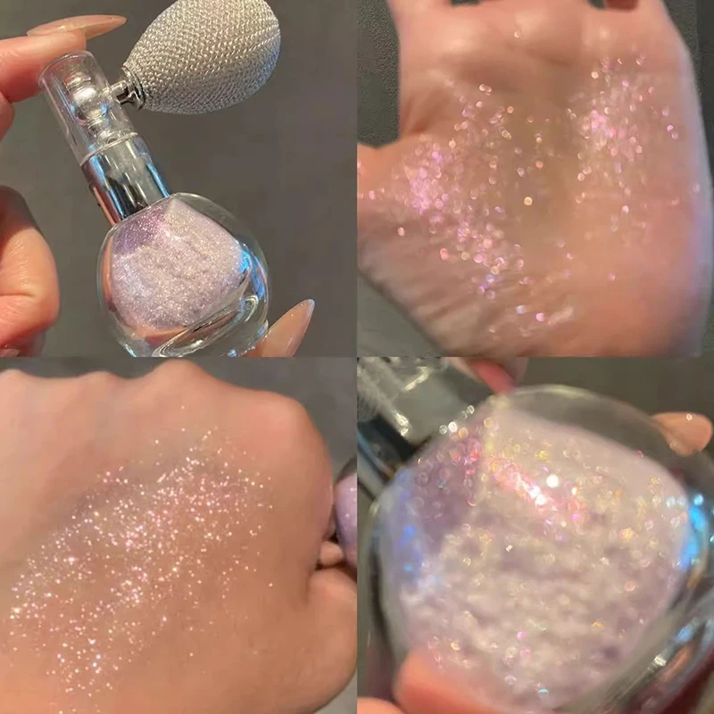 Iluminador em pó spray diamante corpo líquido destaque alto brilho brilho para rosto corpo maquiagem shimmer brilho em pó cosméticos