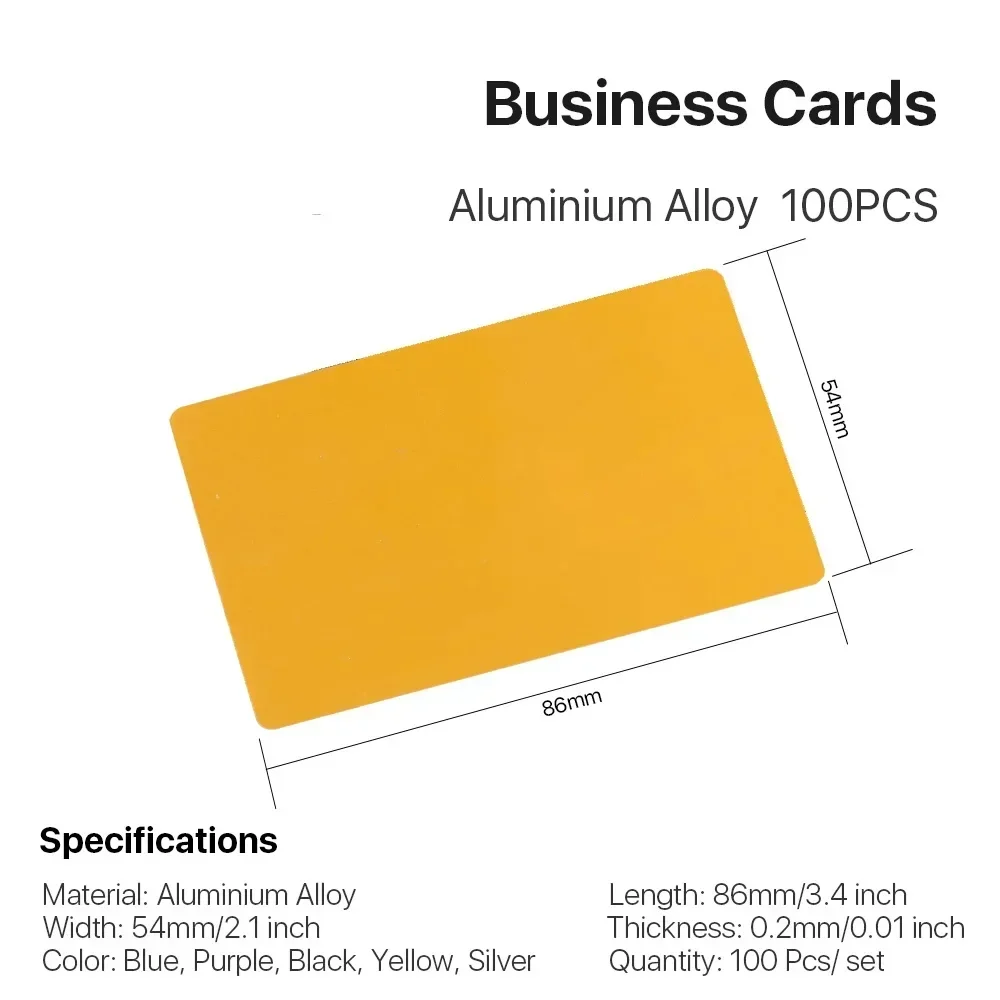 100PCS/LOT Business Name Cards Aluminium Alloy Metal Material for Laser Marking Machine Nameplate DIY Engraving CNC Card