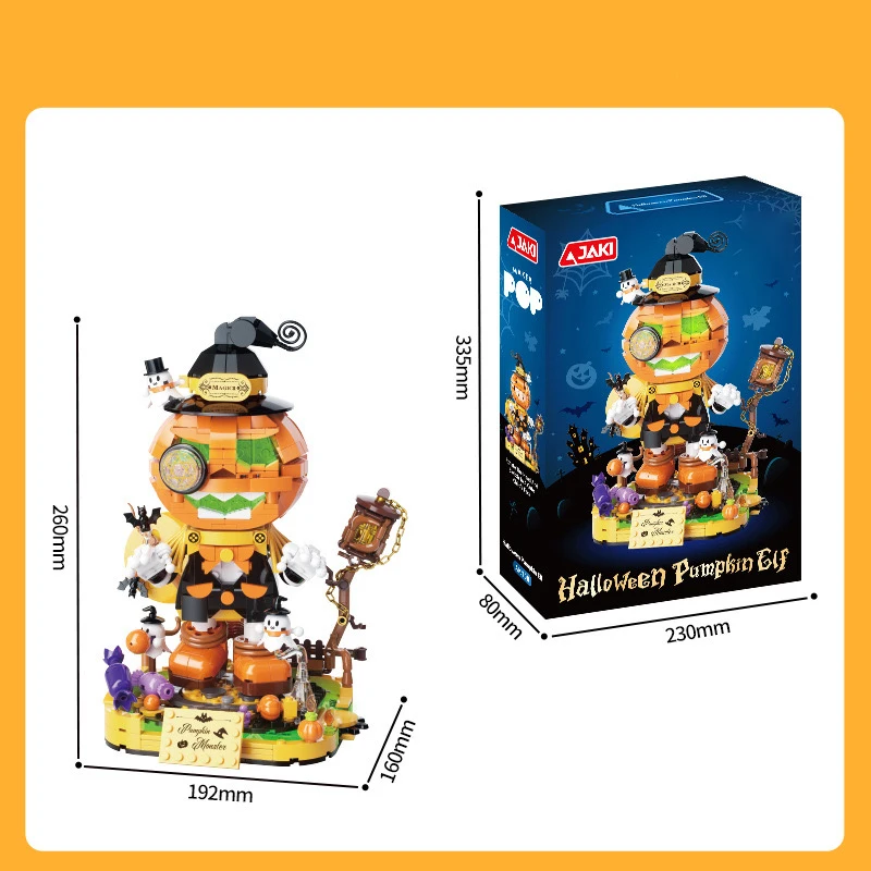 JAKI Halloween themed series Pumpkin Fairy House model matching pieces for children and adults Halloween building toy gifts